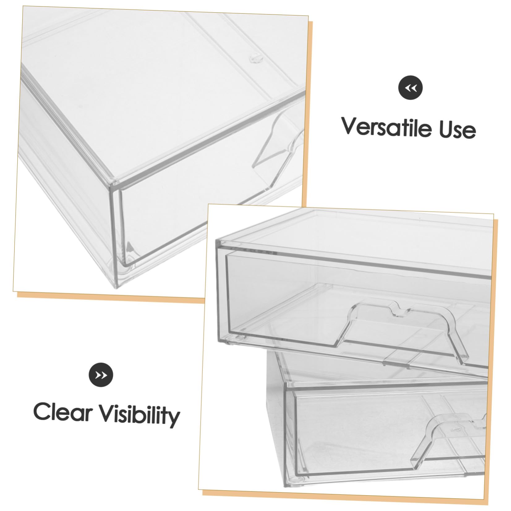 Tiroirs de Rangement Visibilité Claire Lot de 2 Acrylique Transparent Empilables et Design Élégant pour Cosmétiques pour Organisation Bureau ou Salle de Bain