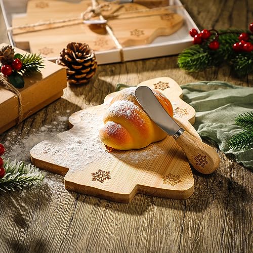 Kigley Tabla de Cortar en Forma de Árbol de Navidad Juego de 6 Piezas Madera Natural miniatura 2