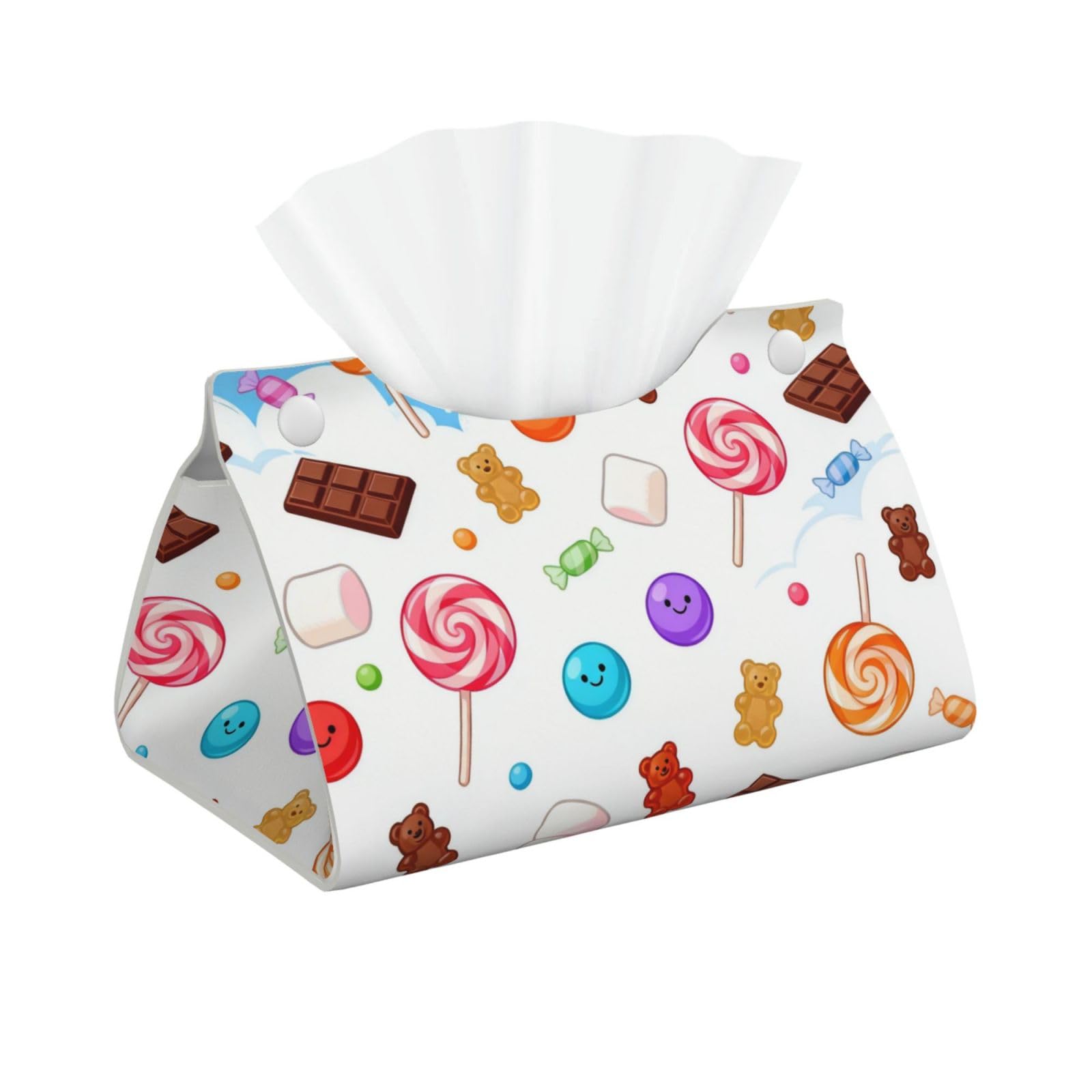 Candy Rain Long Leather Tissue Box Cover-Waterproof PU Leather Tissue Holder for Bathroom, Decorative Rectangular Tissue Case