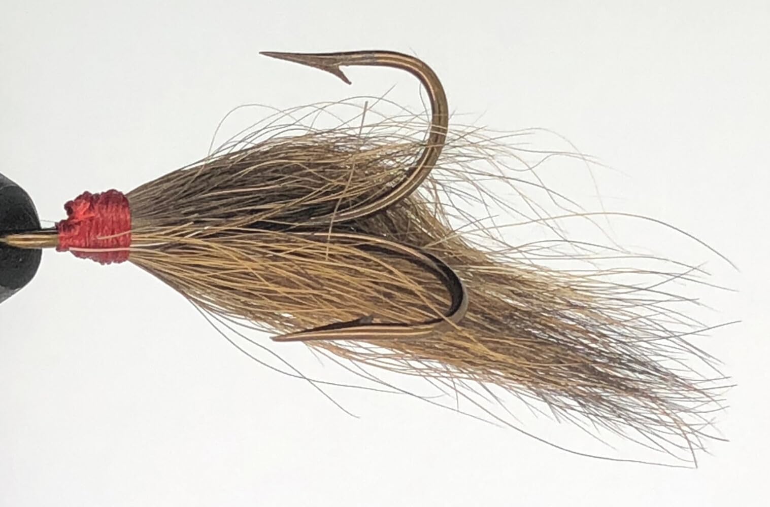 10 Flies - Brown Bucktail Red Head on Bronze 2 Mustad Treble Hook
