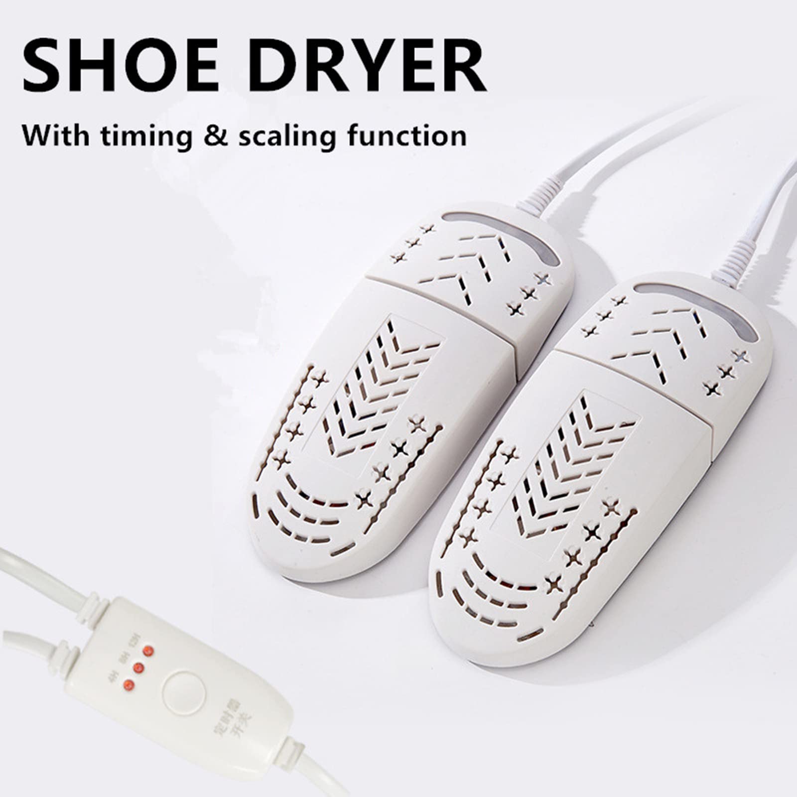 Chauffe-Chaussures Portable USB Chauffe-Pieds Dispositif de déshumidification Séchage Rapide avec Minuterie pour Bottes Mouillées Gants Chaussettes Chapeaux,Blanc