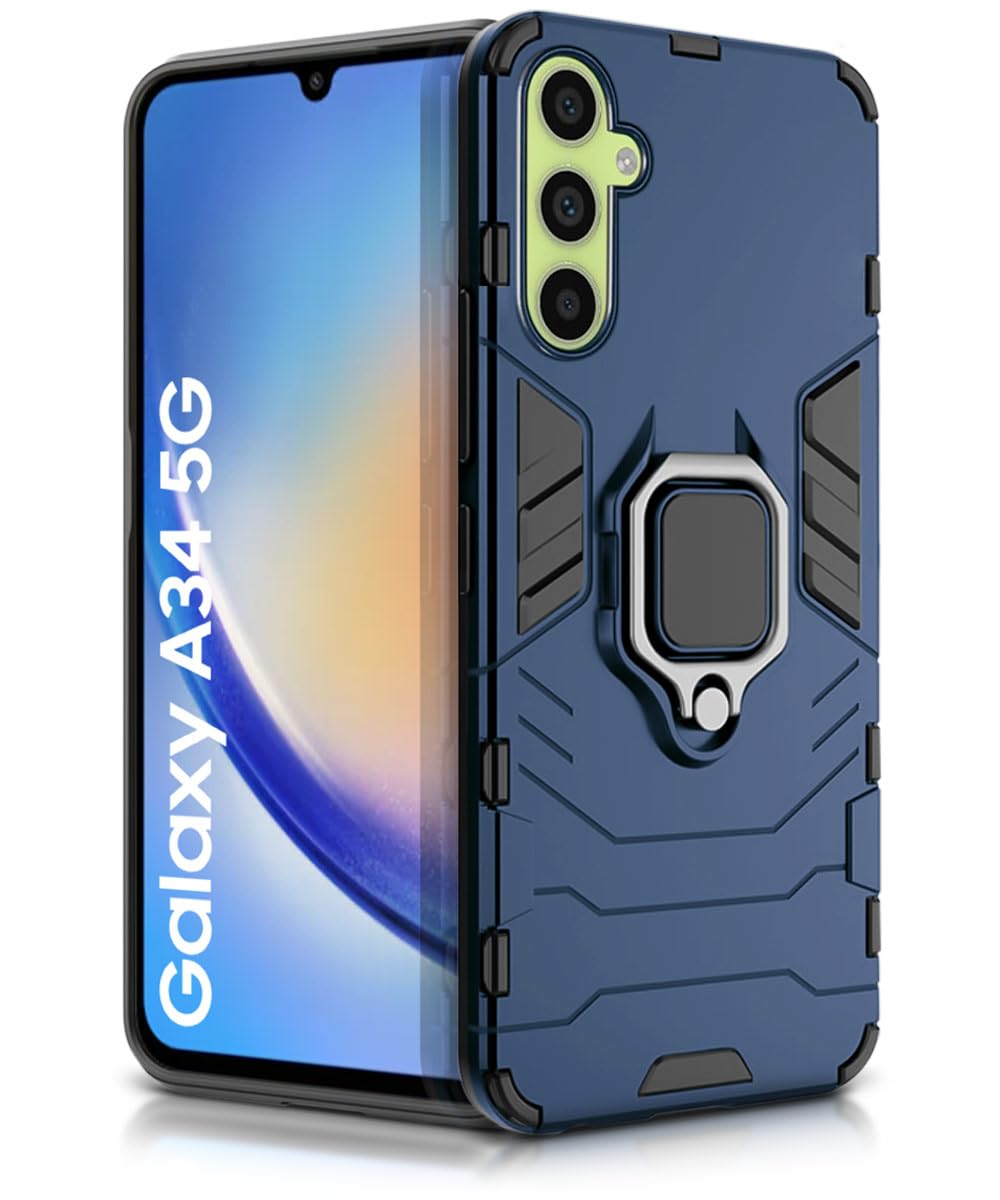 WOW IMAGINE Tough Armor Back Case Mobile Cover for Samsung Galaxy A34 5G (Armored | Hybrid PC & TPU | Shock Proof 360 Degree Protection with Ring Holder Kickstand | Carbon Black) (B0CMMBYWDP) Amazon Price History, Amazon Price Tracker