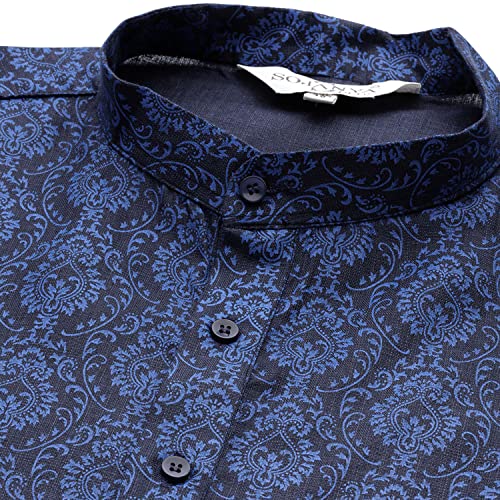 Image of SOJANYA PLUS (Since 1958) Men's Cotton Blend Navy Blue and Black Printed Kurta and White Pyjama Set