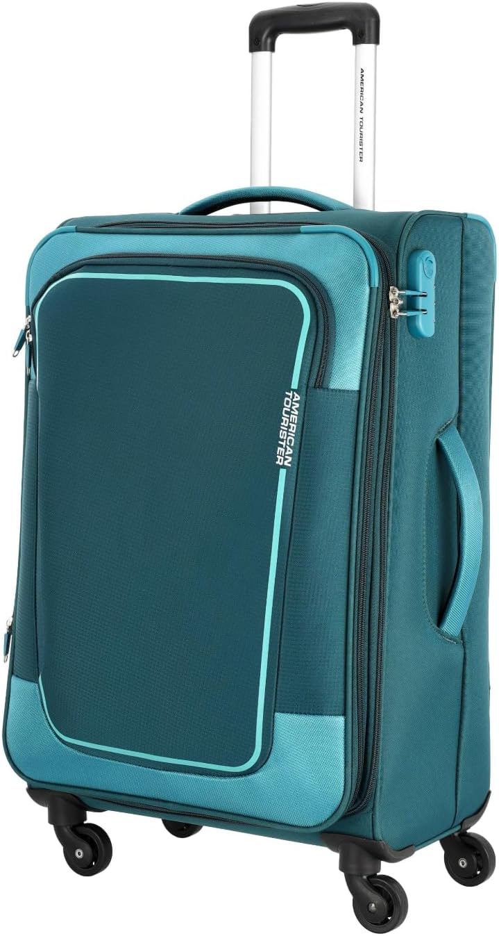Large Icor 82Cms|Soft Spinner Carry On Trolley Bag for Travel|Wet Pocket| Expandable|Polyester Luggage|Combination Lock| 4 Wheel Suitcase for Men&Women (Teal)|Light Weight&Durable