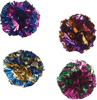 Small Mylar Ball Cat Toys Shiny Reflective Metallic Kitten Play Colors Vary (Four Balls)