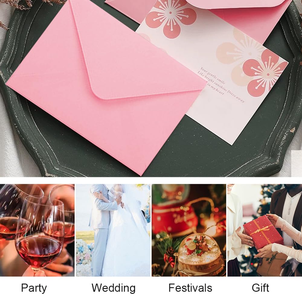 WYAN Sobres Pequeños - 50 Pcs 15 * 10cm Rosa Sobres Regalo, Sobre Navidad, para Regalos, Tarjetas De Felicitación, Bodas, Negocios, Invitaciones (Tarjetas y Pegamento no Incluidos)
