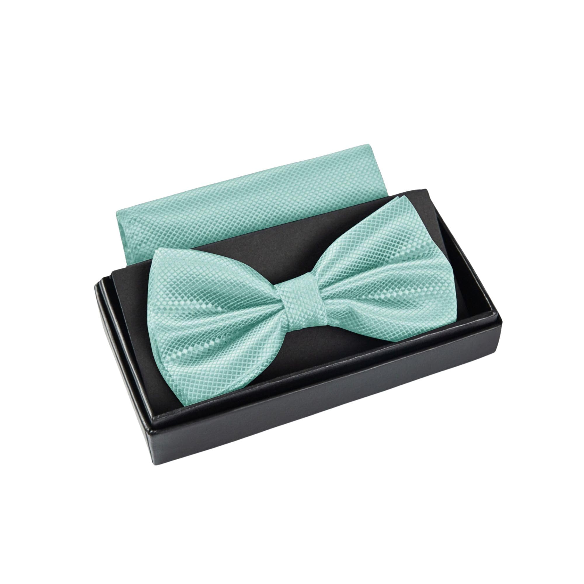 Massi Morino Fliege mit Einstecktuch für Herren Set - Anzug Herrenfliege zur Hochzeit - Verstellbare Schleife