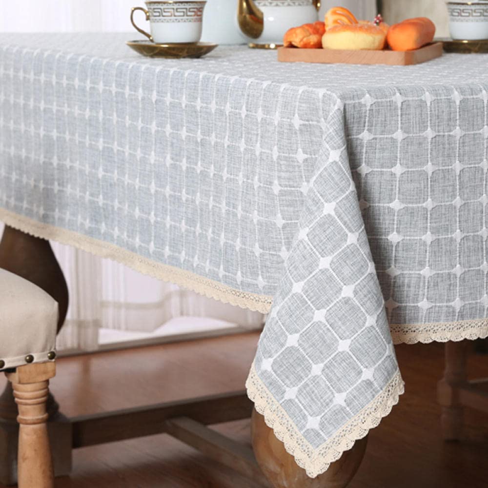 Mantel de Mesa Rectangular de Tela Manteles Algodón y Lino Transpirable Lavables Antimanchas para Decoración de La Mesa de Comedor Beige C 60 × 120cm
