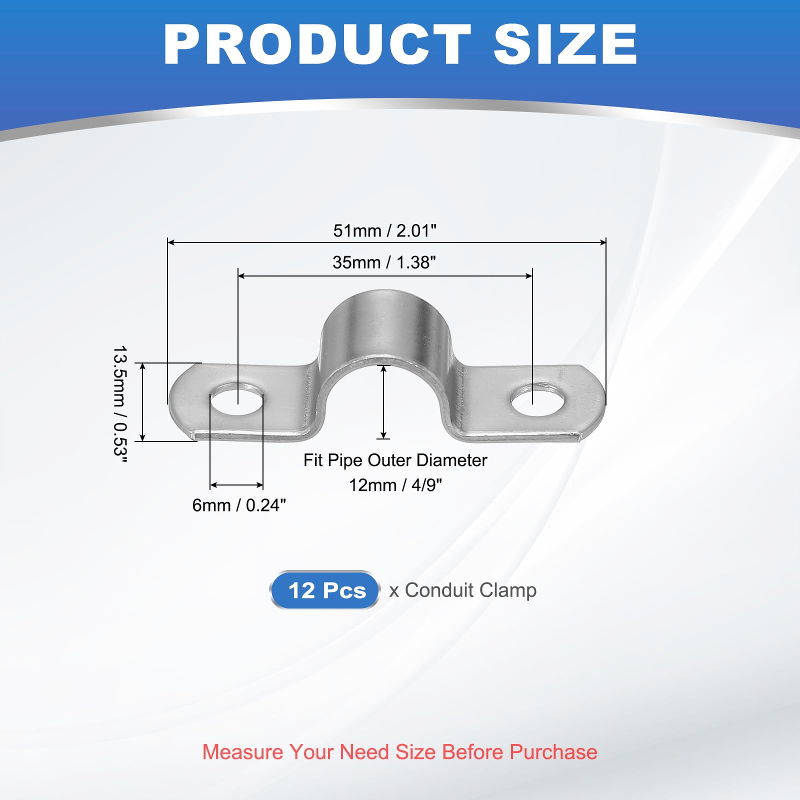 PATIKIL 12mm Rigid Pipe Strap - Image 2