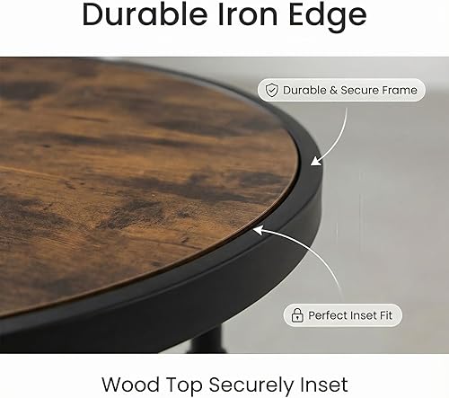 Miniatura 4 de Mesa de centro industrial grande redonda de madera para sala de estar, mesa central moderna de granja con almacenamiento - Mesas de centro