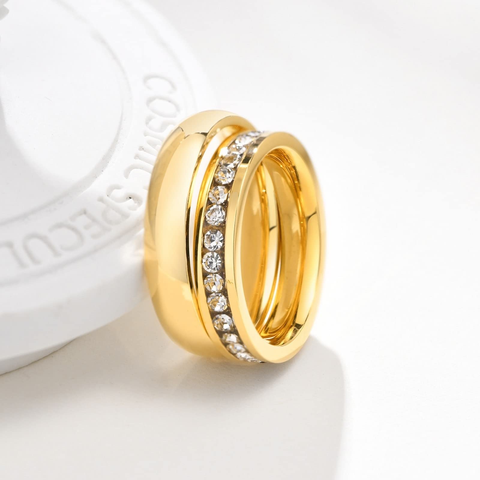 Collar de promesa de pareja, collares para mujer, collar de pareja de acero inoxidable plateado de 4 mm, anillo de oro con circonita, regalo de San Valentín para él