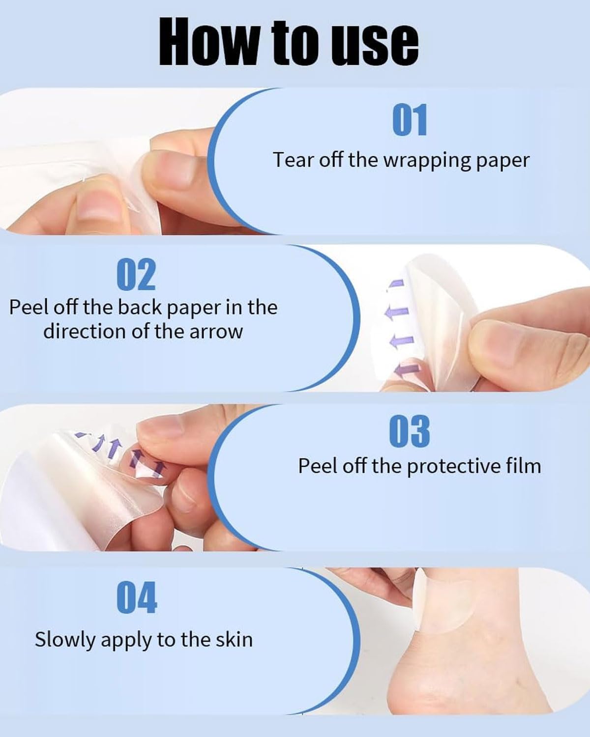 24 Piezas Apósitos Para Ampollas,Parche Para Ampollas Los Pies,Tiritas Para Ampollas Deportivas,Venda Adhesiva Impermeable,Prevención De Ampollas En Pies, Dedos Y Talones