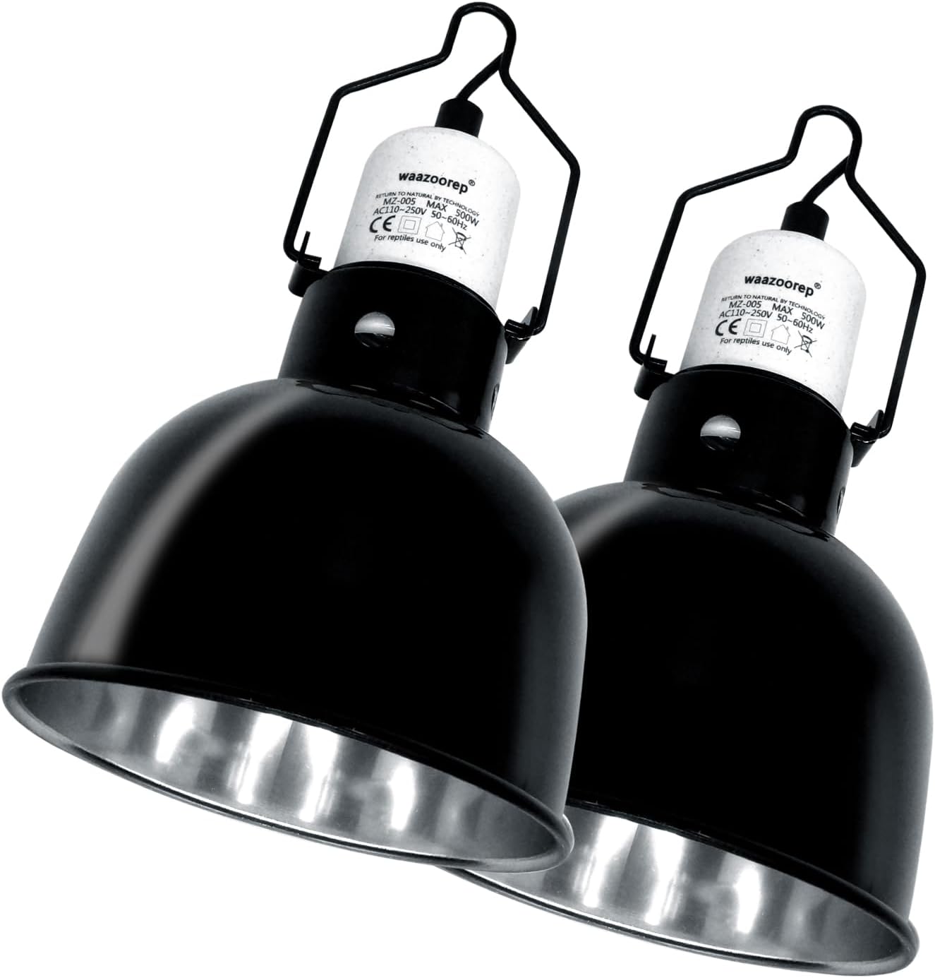 Reptile Light Fixture 2 Pack 5.5 Inch Deep Dome Lamp Fixture,Optical Reflection Reptile Basking Heat Bulb Lampshade for Bearded Dragon, Turtle, Snake and Lizard Terrarium 5.5inch 2pack