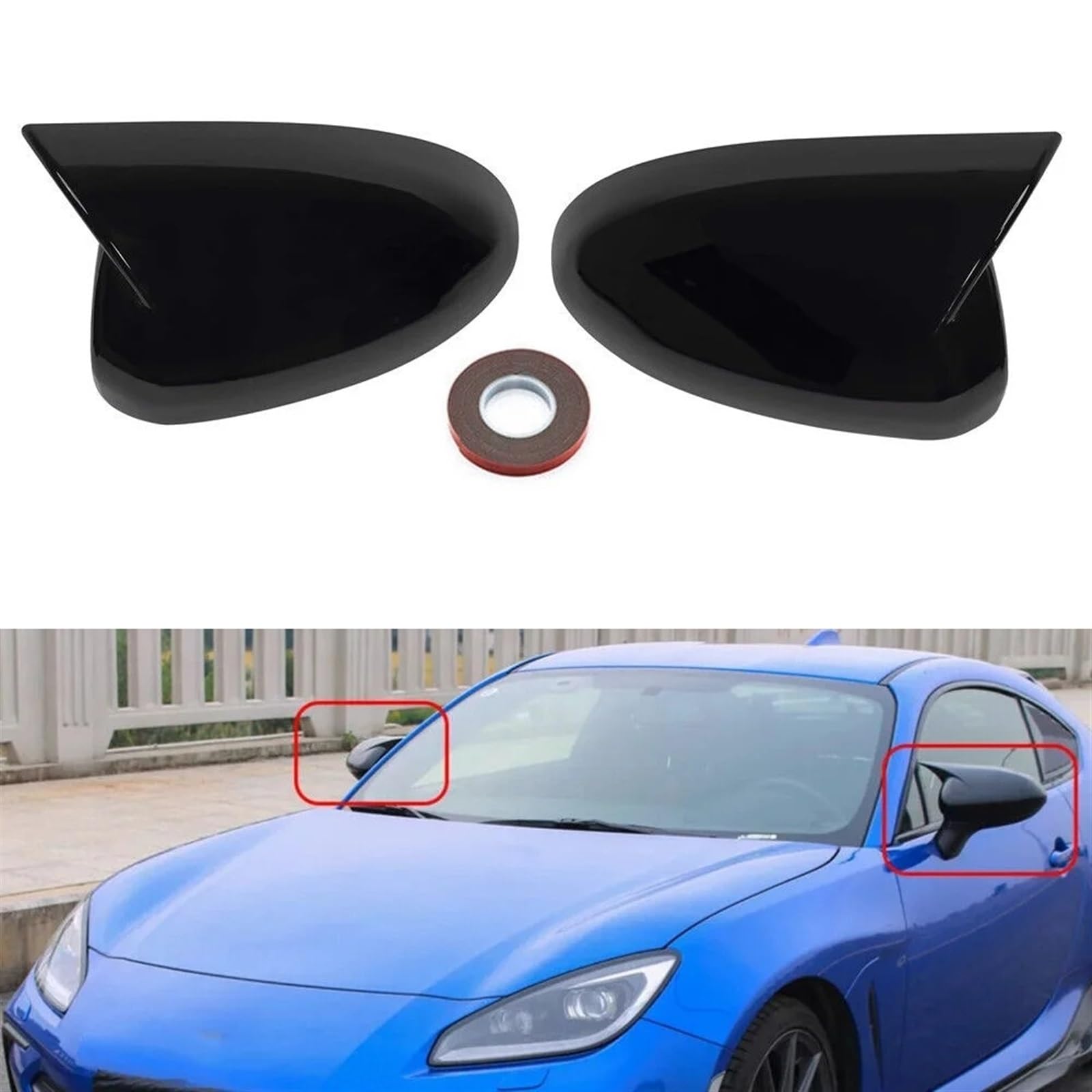 Pokrowce na lusterka skrzydłowe kompatybilne z Subaru do BRZ 2022-2024, naklejka na lusterko wsteczne, osłona lusterka bocznego, osłona skrzydła, osłona tylna (węgiel), błyszcząca czerń