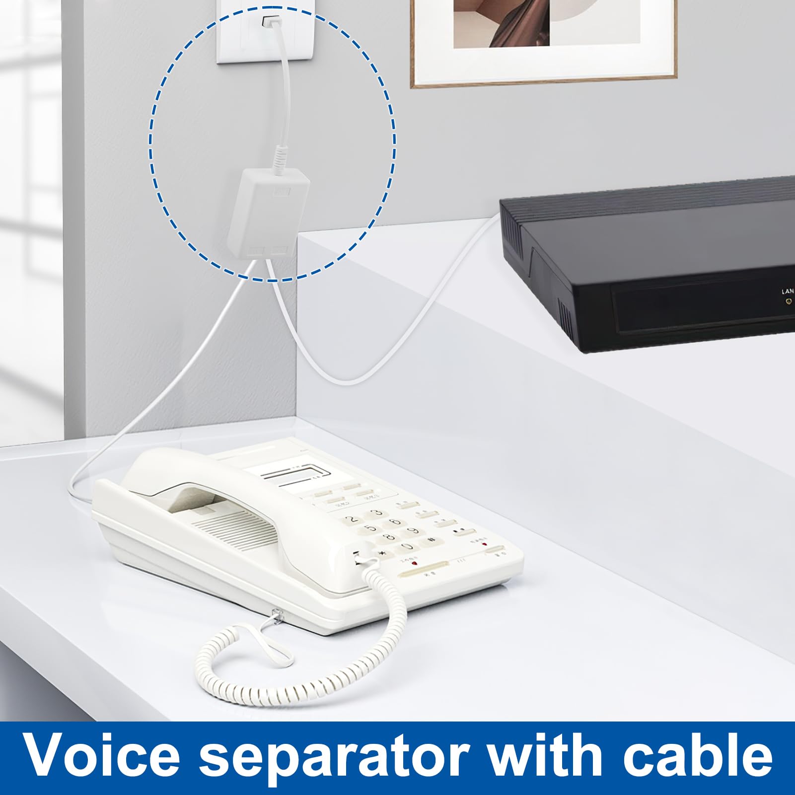 BT To ADSL RJ11 Microfilter Splitter - BT Plug Male To 2 Female Telephone White Socket Splitter Cable Dsl Signal Stabilizer For Uk Landline Telephone Fax Modem Sky And Alarm Systems - View #3