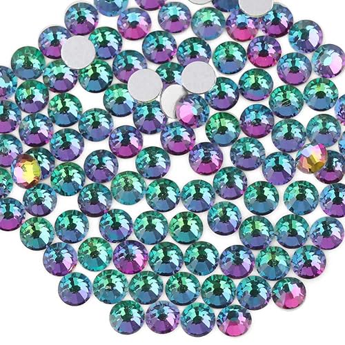 Image of Beadsland Flat Back Crystal Rhinestones, Green Volcano, SS16, 2880pcs | Flatback Glass Gems, 3.8-4.0mm, for Nail Art Craft, Glue Fix