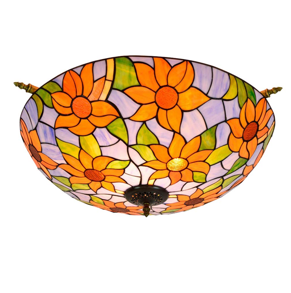 YNIYUJKL Tiffany-Style Semi-Ceiling Light 26-Inch Sun Flower Ceiling Lamp Stained Glass Ceiling Lamps For Living Room Bedroom Corridor Ceiling Light