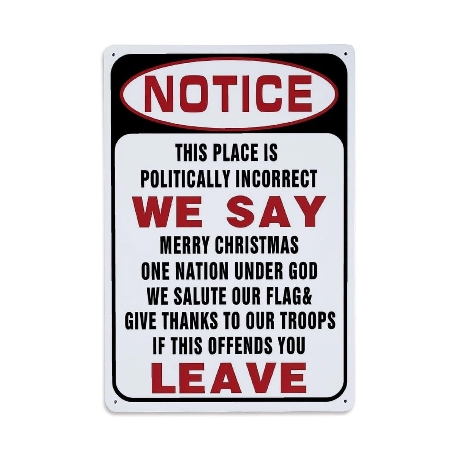Jdfenggu Vintage Notice Politically Incorrect Merry Christmas Leave Retro Metal Tin Sign, Decor Art Poster For Bar, Home, Man Cave, Kitchen, Laundry Room Gift 8X12inch