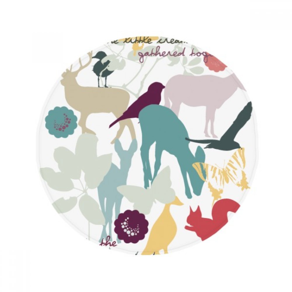 Tapis rond 80cm oiseau cerf multicolore pour salon et cuisine