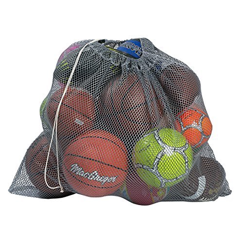 Image of Handy Laundry Mesh Equipment Bag, Grey - 32" x 36" - Adjustable, sliding drawstring cord closure - Perfect bag for parent or coach, easy to transport and keeping your sporting gear organized
