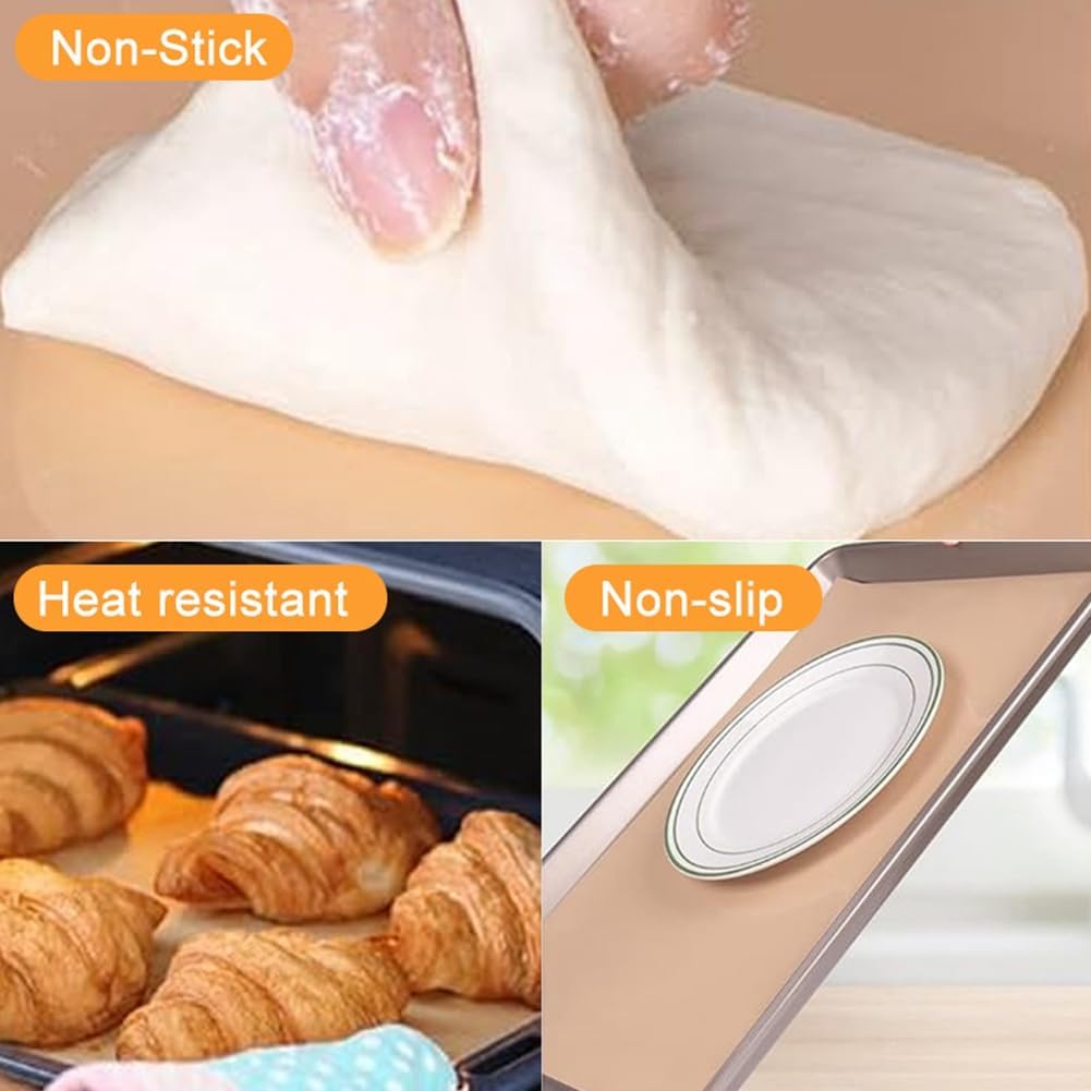 Silikon-Backmatte, hitzebeständig, Backmatte, Macaron-Brotmatte, antihaftbeschichtet, wiederverwendbar, Teigrollmatte, rutschfeste Arbeitsplatten-Schutzmatte, Thekenmatte, Ofenmatte (40 cm x 2,4 m)