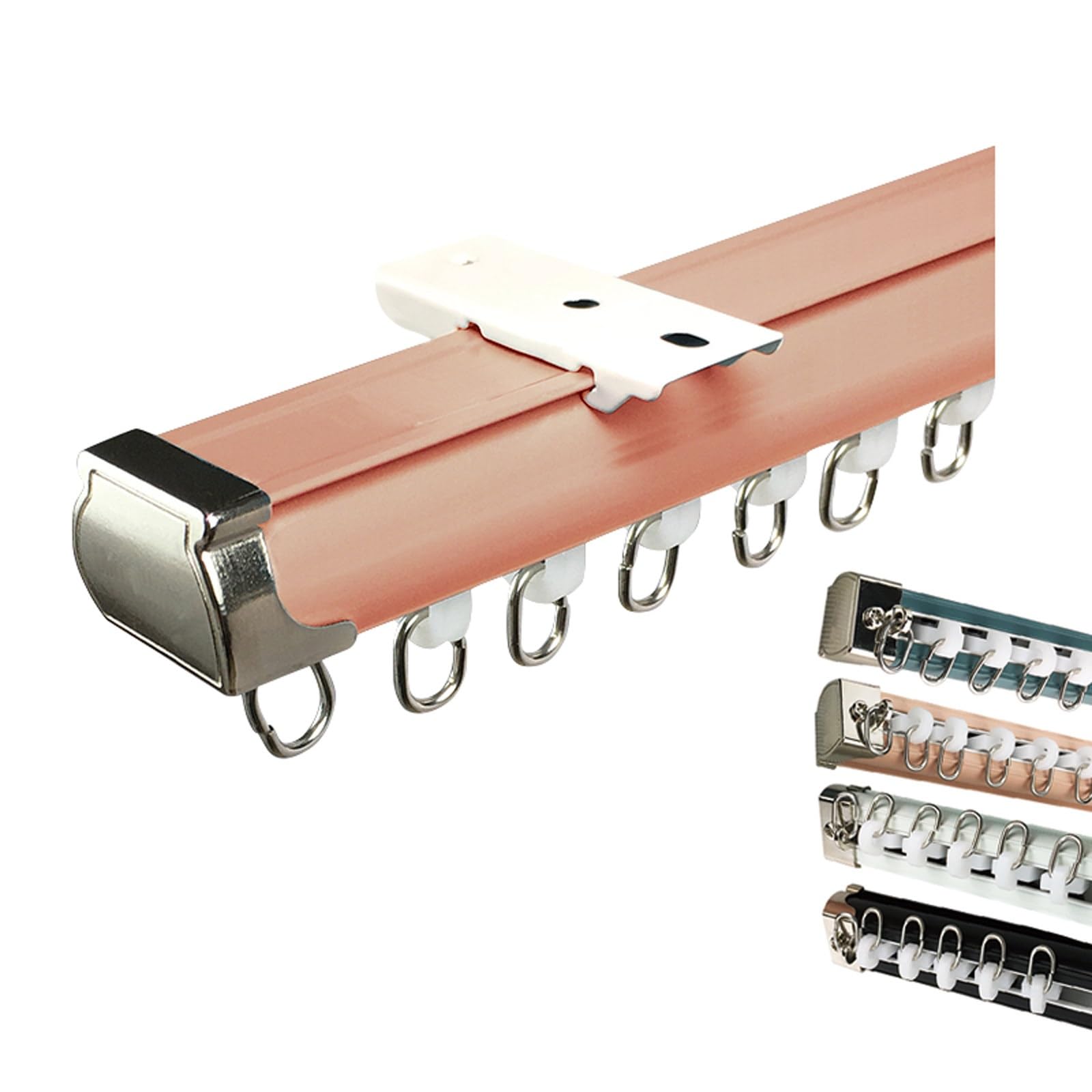 Wytrzymała szyna do zasłon ze stopu aluminium - cichy drążek przesuwny do przegrody pokoju, jasnoróżowy 180 cm (2 x 90 cm) - i stylowe rozwiązanie do zasłon