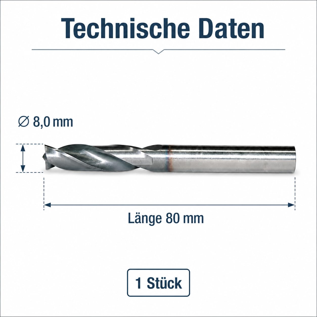 TECHNOLIT Schweißpunktbohrer HFB Ø 8x80mm für TRIP-Stahl und USIBOR | Präzisionsgeschliffener Spezialbohrer aus Sonderlegierung mit Beschichtung für BTR, BOR sowie hochfeste Karosseriestähle