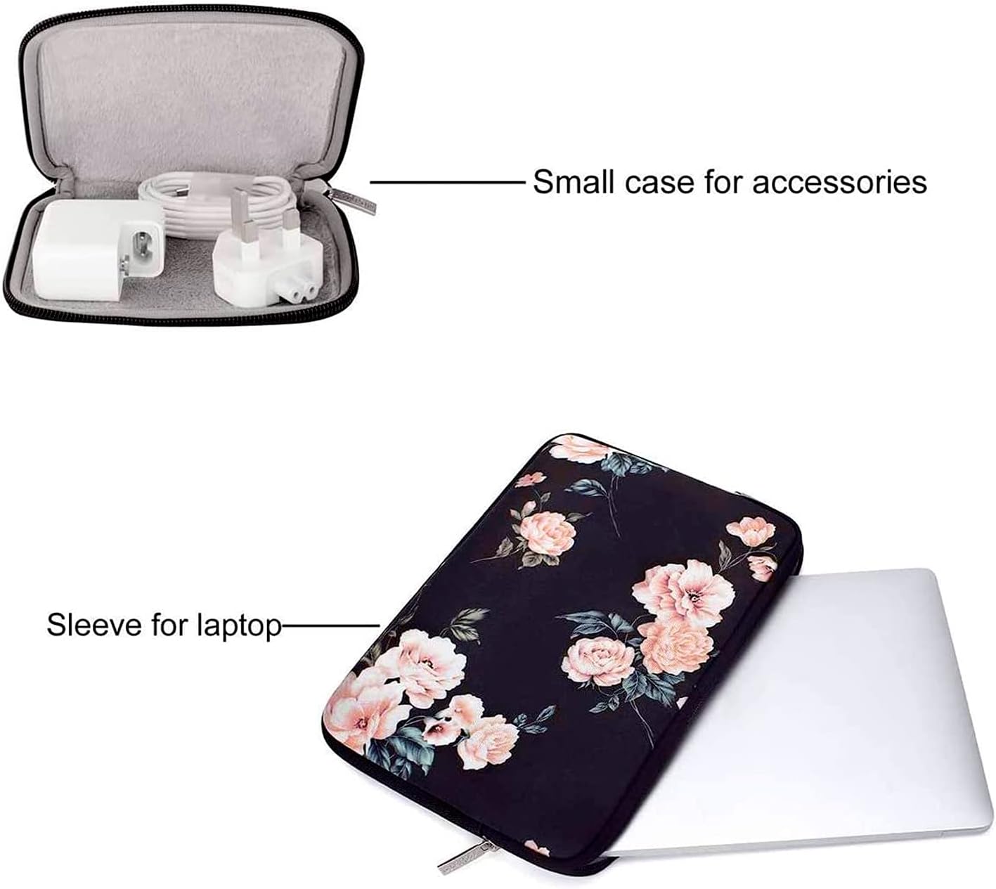 MOSISO Laptop Sleeve Compatible with MacBook Air/Pro, 13-13.3 inch Notebook, Compatible with MacBook Pro 14 inch 2023-2021 A2779 M2 A2442 M1, Neoprene Camellia Bag Cover with Small Case