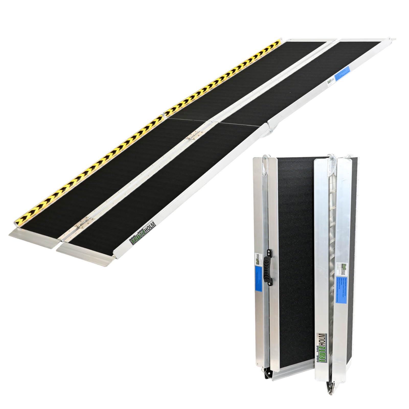 TRUTZHOLM Rollstuhlrampe Auffahrrampe 2-Fach klappbar 213 cm Traglast 272 kg Alu grau schwarz beschichtet