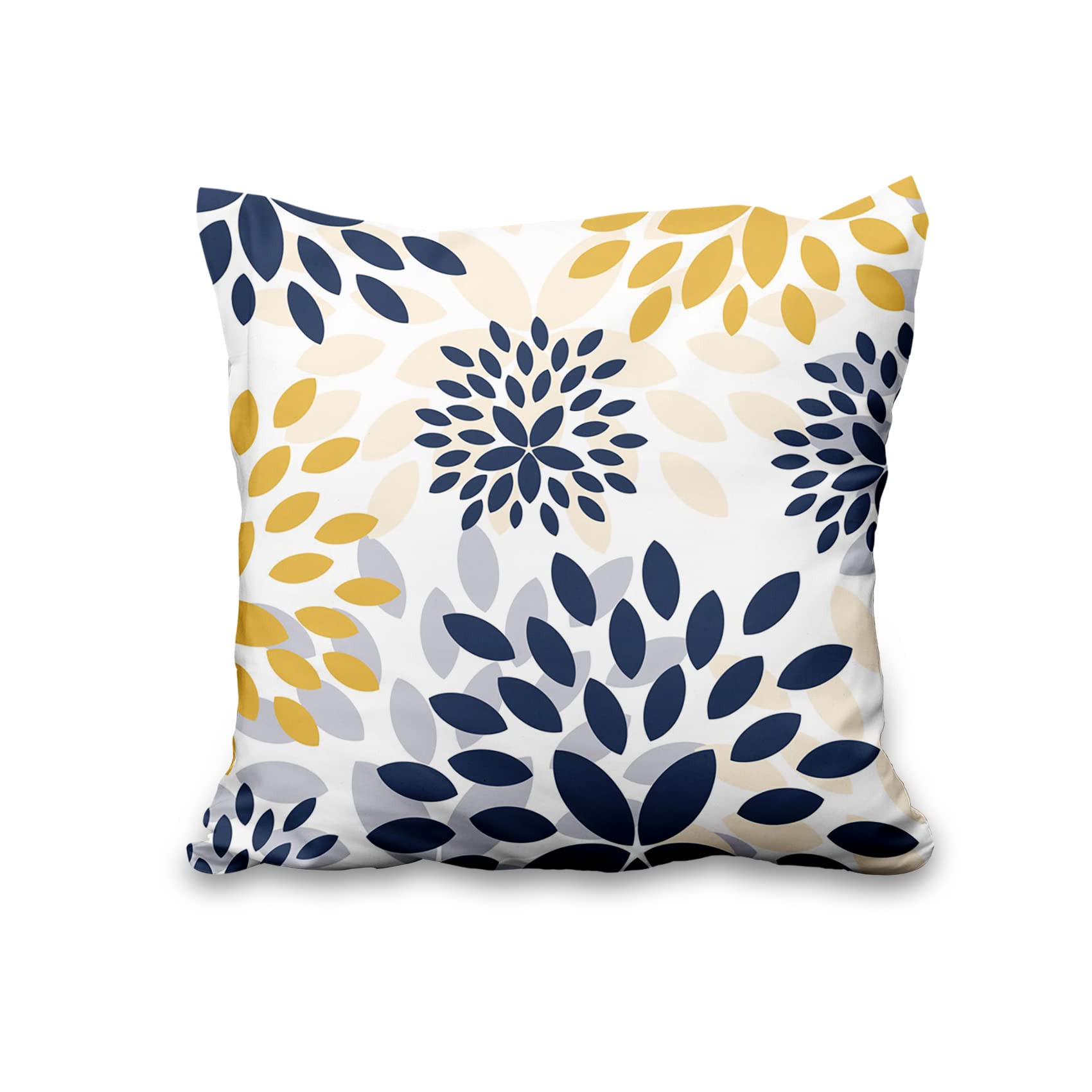 Aoihrraan Fodere per Cuscini Set di 4, Cuscino Floreale Boho Copre Fiore Blu E Giallo Morbido Peluche Corto Quadrato Federa per Divano Camera da Letto Auto Sedia Casa Decoro 60x60cm
