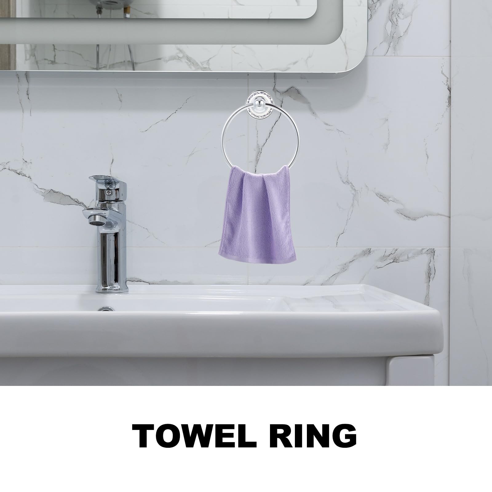 PartyKindom Portasciugamani da Parete in Acciaio Inox 304 Anello Portasciugamani Finitura Smaltata, Accessorio Bagno Salvaspazio, Facile Installazione per Uso Domestico