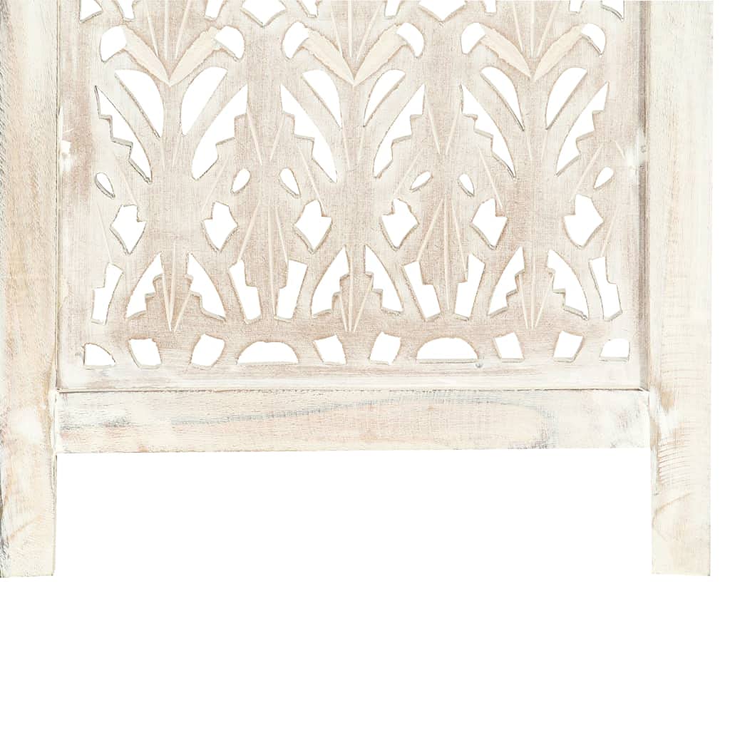 vidaXL Divisorio con 5 Pannelli Separè Speratore Paravento Richiudibile Mobili Arredamento Bianco 200x165 cm Legno Massello di Mango
