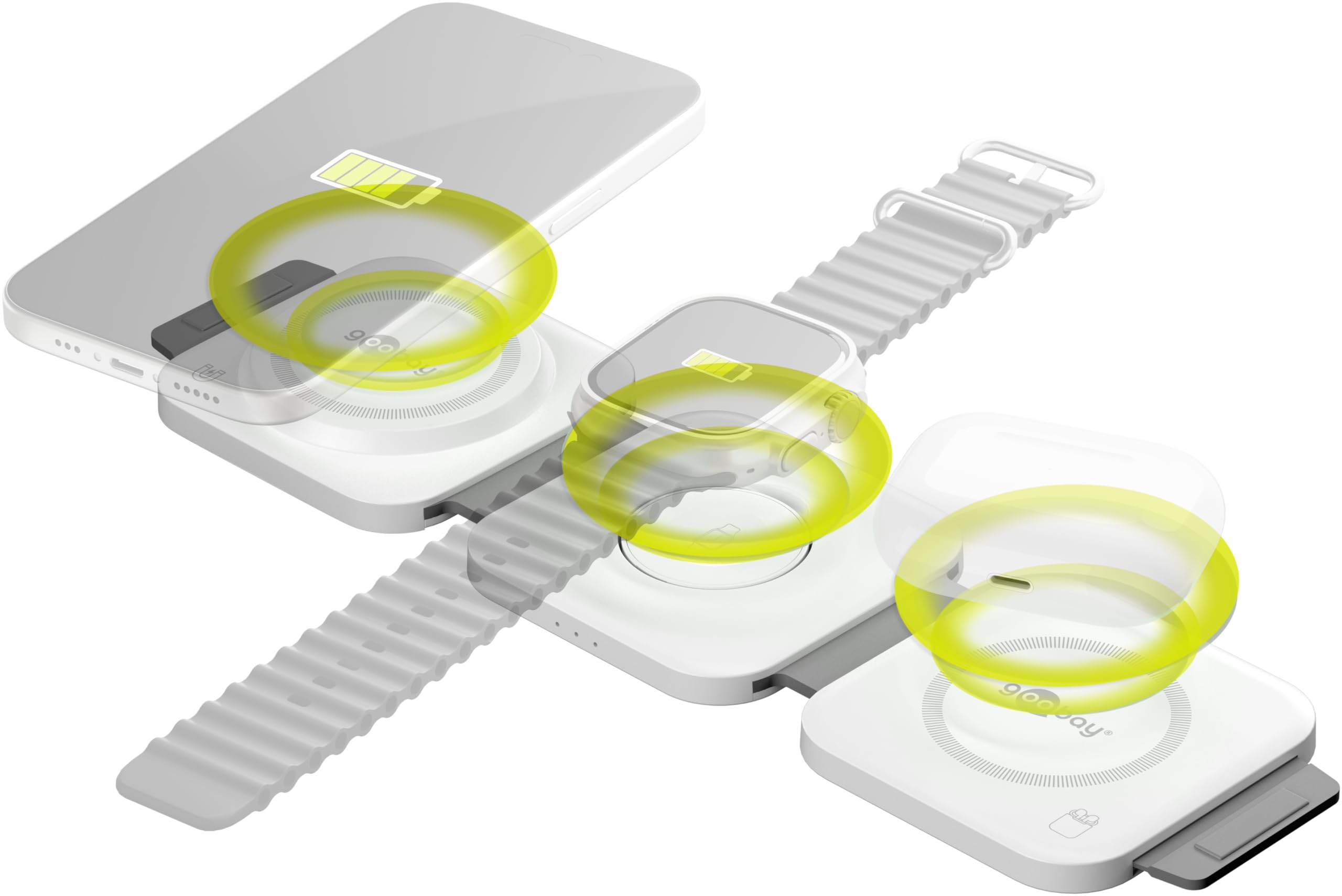 goobay 65312 3-in-1 Magsafe Ladestation (faltbar) für iPhone, Apple Watch und AirPods