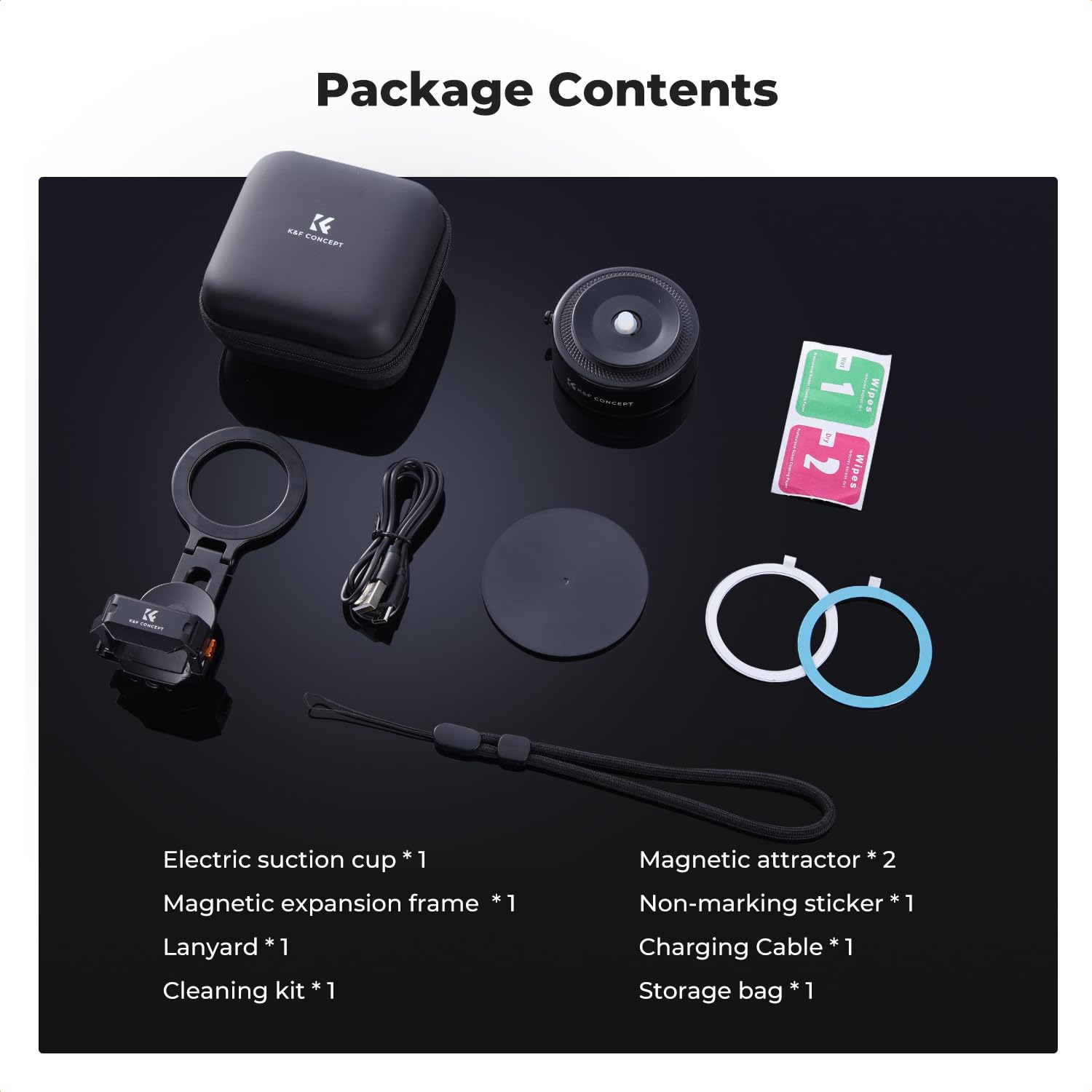 Uchwyt elektryczny magnetyczny K&F CONCEPT, uchwyt z przyssawką próżniową kompatybilny z DJI Osmo Pocket 3, stojak montażowy do akcesoriów Osmo Pocket 3, uchwyt magnetyczny