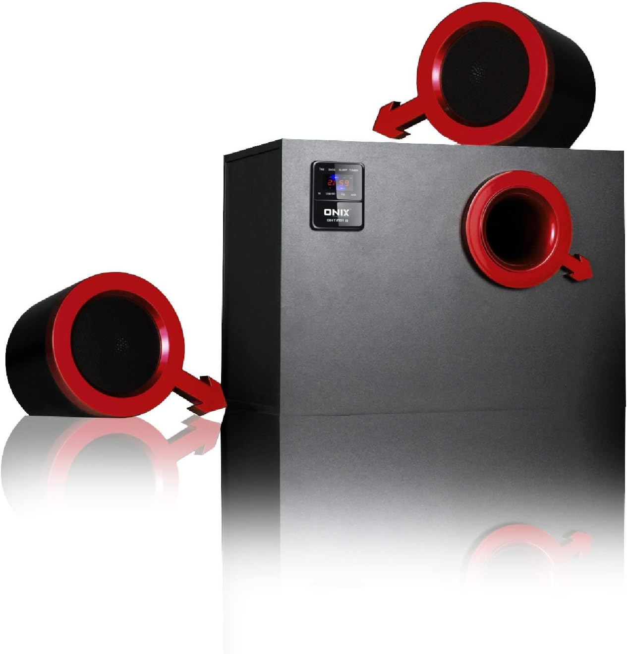 Onix OHT-201R 40 Watts 2.1 Channel Multimedia Speaker System with USB/SD/MMC Card/Bluetooth & Remote Function (Black)