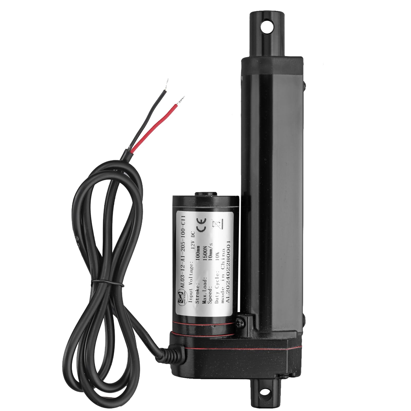 Motore lineare da 1500 N, 100 mm, 10 mm/s, 12 V, DC Linear Actuator, motore elettrico a cilindro per auto, mobili, camper, apriporte, agricoltura industriale, vasi, ecc. (nero, 100 mm)