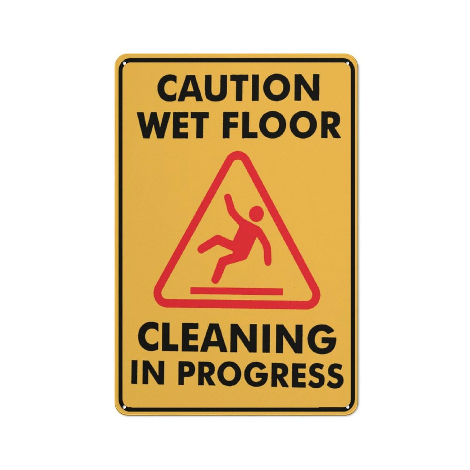 Caution Wet Floor Cleaning In Progress Sign Metal Signs 12X8 Inch Rust Free Aluminum,Uv Ink Printing,Durable/Weatherproof Outdoor For Home