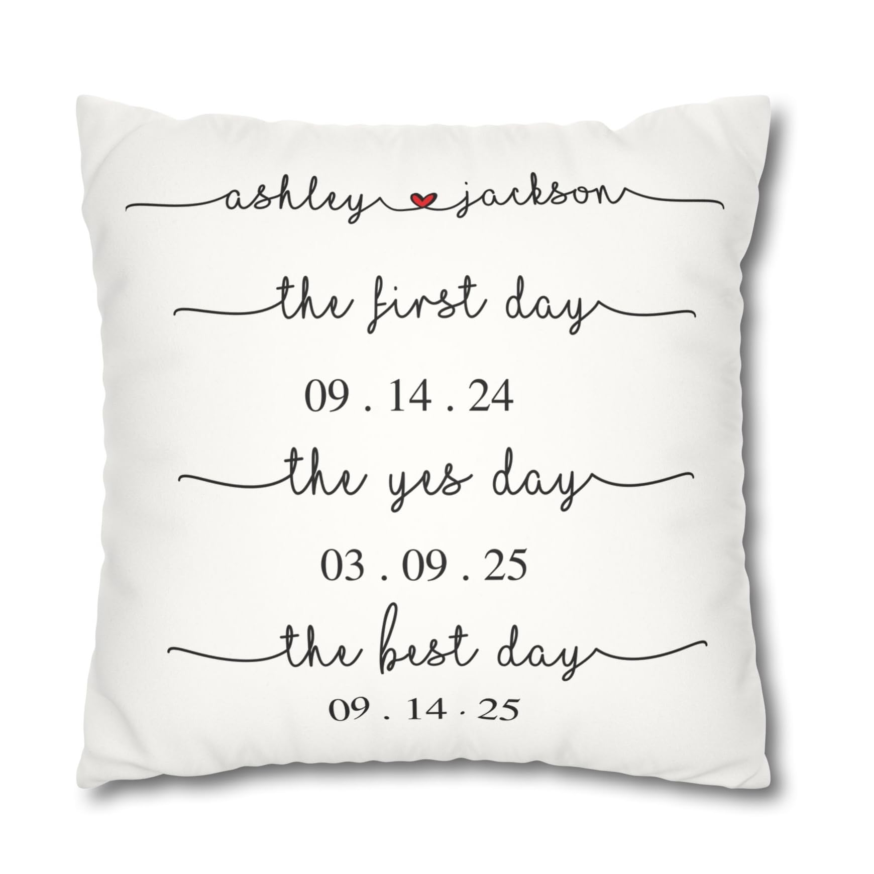 for Couple Personalized Wedding Date Pillow Valentines Day Gift for Him or Her Love Story Pillow with Custom