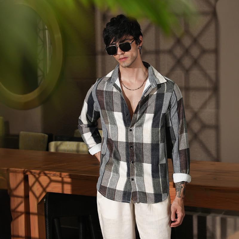Image of CAHOOT Men's Oversized Shirt Casual Wear | Lapel Collar | Long Sleeve | Button Closure | Oversized Shirt Crafted with Comfort Fit for Everyday Wear
