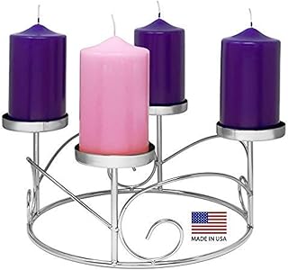 Silver Plated Christmas Advent Candle Holder - Silver - 13" Wreath Diameter, 6" Height - Fits Elite Holiday Candles (ASIN B07K9PZTLX)