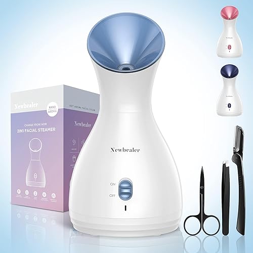 Vista 26 de Newbealer Vaporizador facial, mini vaporizador facial de aroma, humidificador facial de niebla caliente nano iónico para limpieza profunda facial