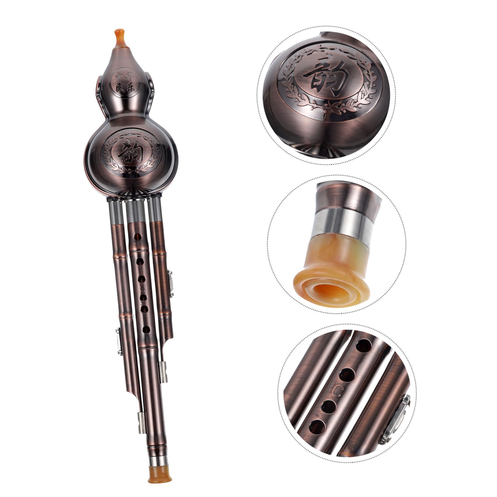 TOYANDONA Flauta De Cucurbita China En Latón Nudo Chino Diseño Tradicional Instrumento Musical Étnico Para Interpretación y Práctica