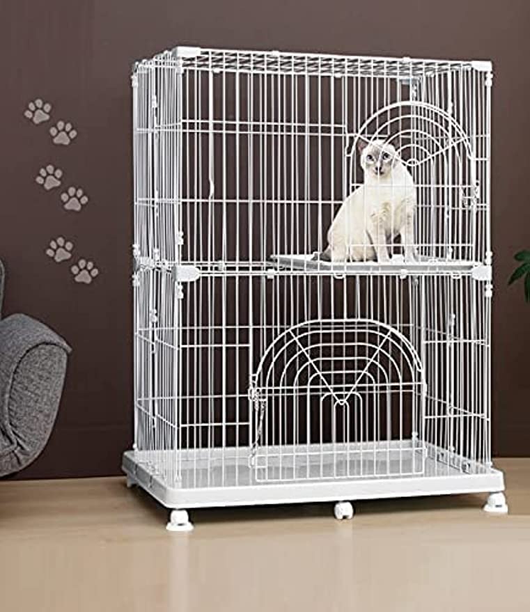 Amazon.co.jp: 猫 ケージ ゲージ 2段 多頭飼い 広々 キャットケージ