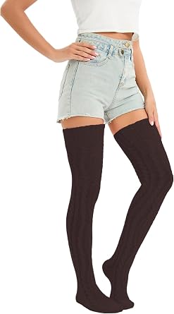 YELAIVP Womens Thigh High Socks Over Knee Cable Knit Boot Stockings Winter Long Warm Leg Warmers
