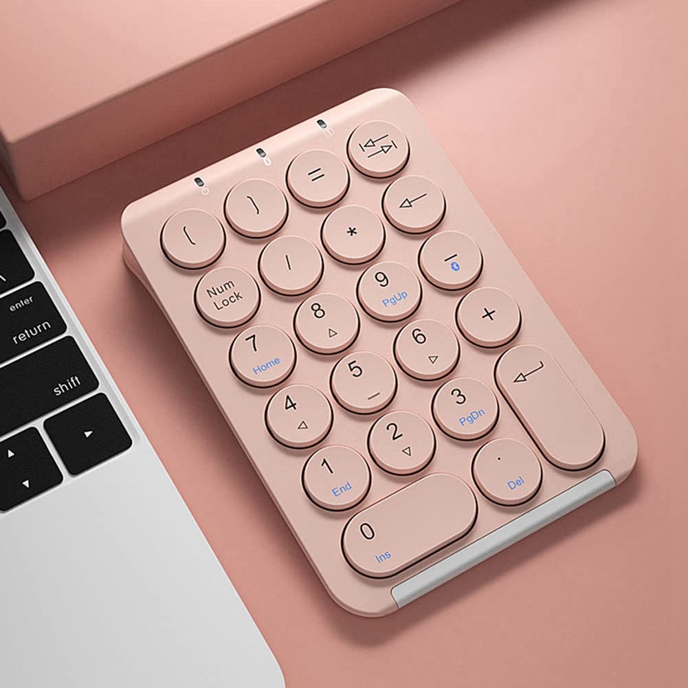 Pavé NuméRique sans Fil Bluetooth Clavier NuméRique Touches Rondes Pavé NuméRique 22 Touches Clavier NuméRique Rechargeable (Rose)