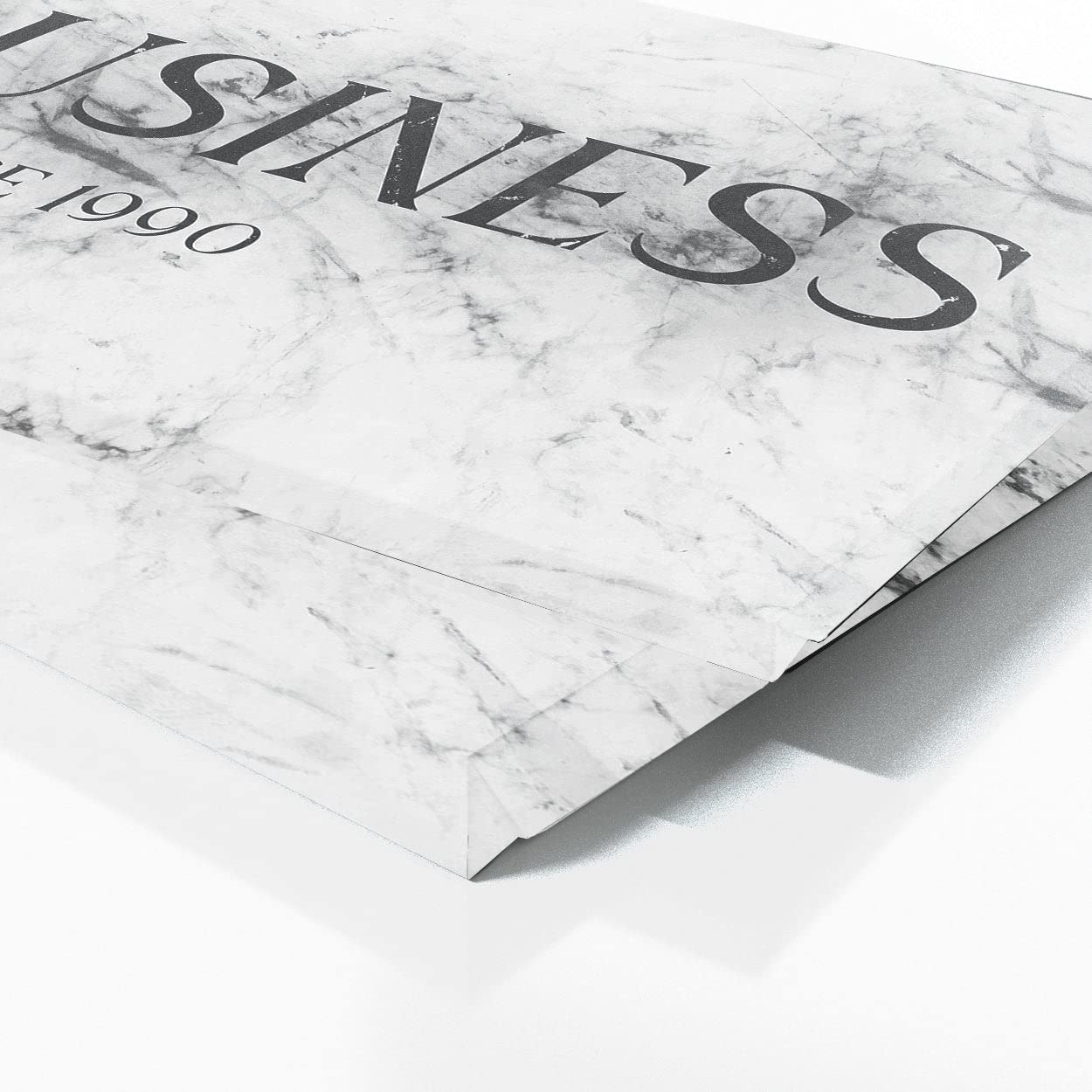 Sense Canvas Personalizado Your Business Company mármol blanco cartel personalizado lienzo arte tu tienda – decoración del hogar arte de pared impresión póster pintura grande 40 x 16 / 0.75 pulgadas