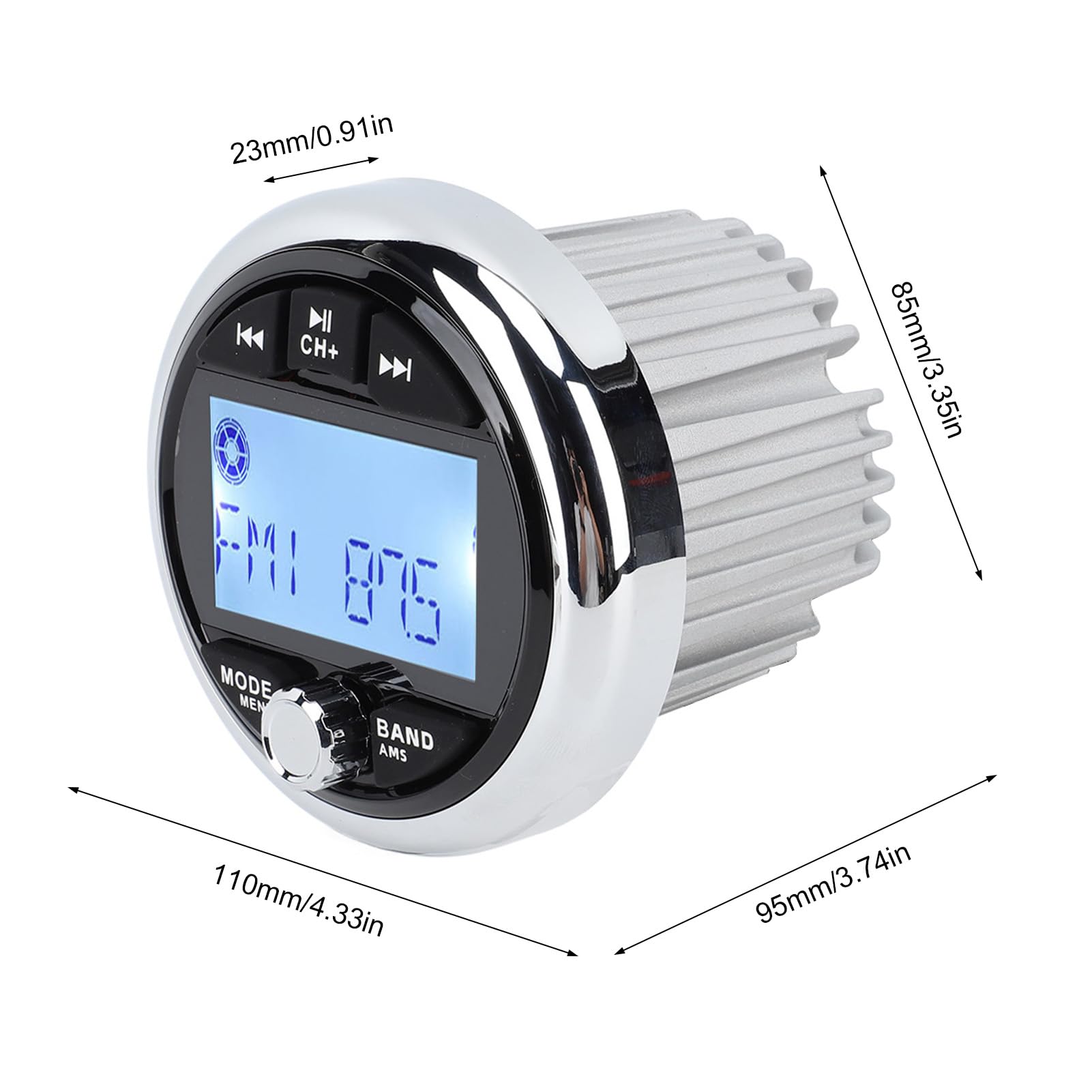 Marine-Radio, Marine-Stereo-Bluetooth-Marineradio, 12 V, Aluminiumlegierung, Staubdicht, Wasserdicht, Verlustfreie Musik, Digitale Medien, MP5-Player für Yachten, Wohnmobile, Boote