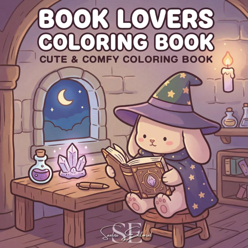 Book Lovers Coloring Book: A Relaxing Bookish Coloring Book for Adults Featuring Cozy Reading Nooks, Cute Libraries, and Literary Escapes With Cute Animals