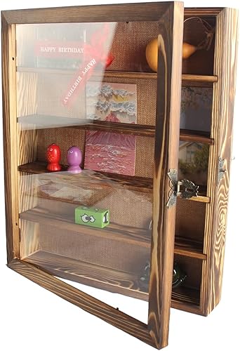 Miniatura 4 de Marco de caja de sombra de 14 x 17 pulgadas con estantes, vitrinas de sombra profunda con 4 estantes móviles, diario de trabajo de sombra y caja de