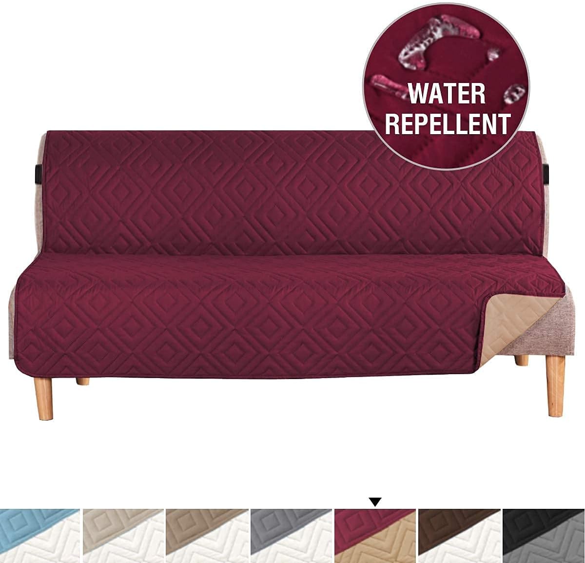 H.VERSAILTEX Reversible Sofa slipcover Bundles Futon slipcover, Burgundy